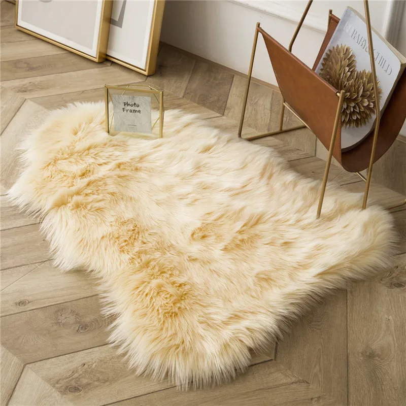 Irregular Faux Area Rug Soft Fluffy Solid Carpet Neoteric Tie Dye Long Plush Floor Rug For Living Room Kids Anti-slip Seat Pad