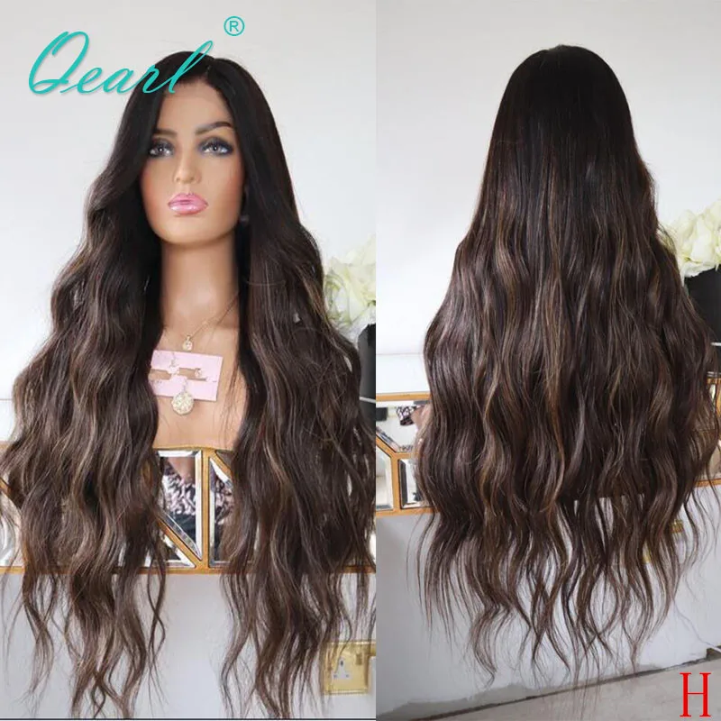 Full Lace Wig HD Human Hair Lace Frontal Wigs Loose Wave 180% Thick Chocolate Brown Lowlights glueless wig human hair Qearl