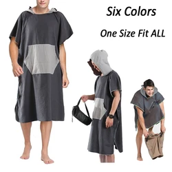 Traje de baño de microfibra para Surf, toalla cambiante, Poncho con capucha con bolsillo y bolsa de almacenamiento, talla única, envío directo