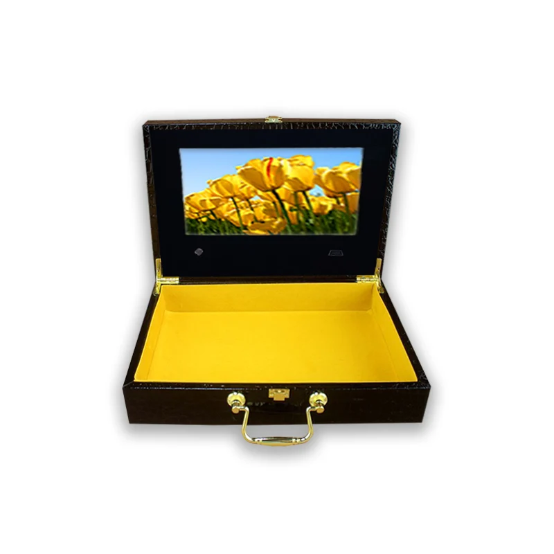 กล่องวิดีโอหน้าจอ LCD 4.3 ''5'' และ7 ''วัสดุหนัง PU สำหรับเป็นของขวัญ