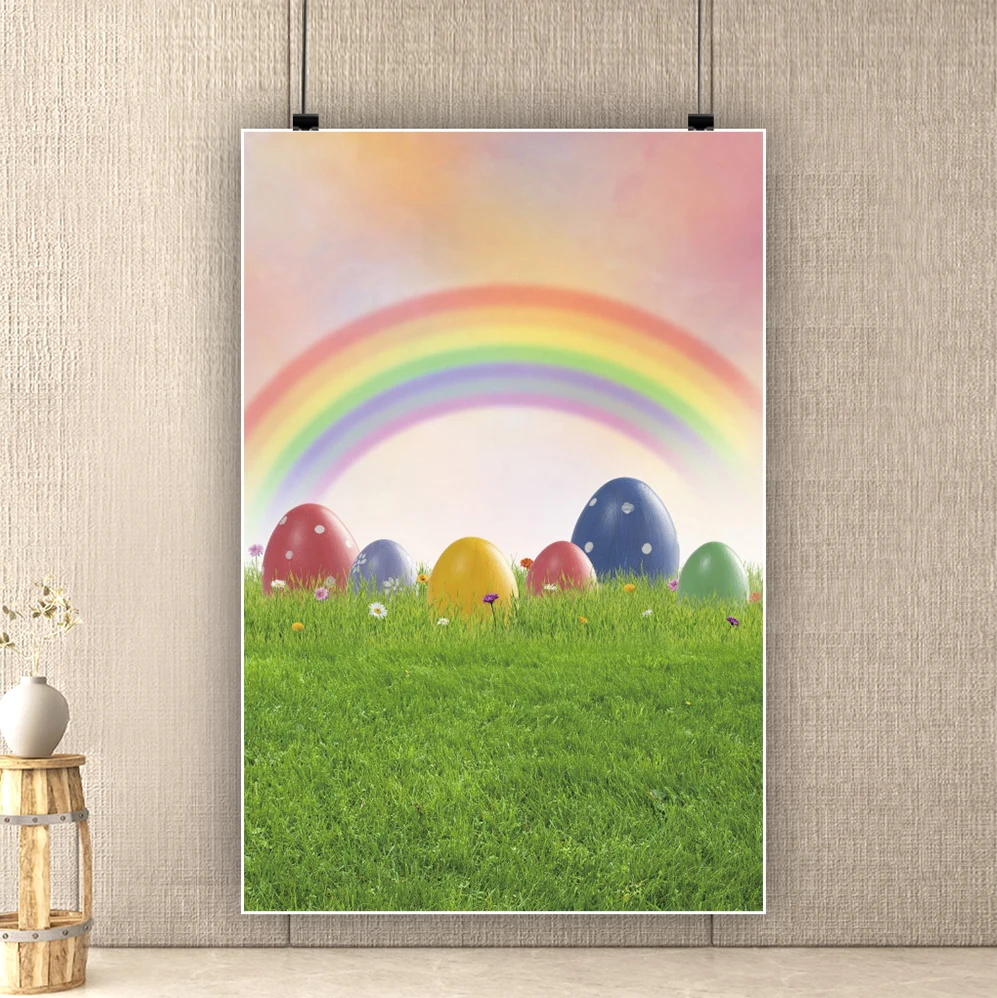 Yeele الربيع بيض عيد القيامة العشب الأخضر الزهور قوس قزح التصوير خلفية التصوير الديكور خلفيات للصور استوديو