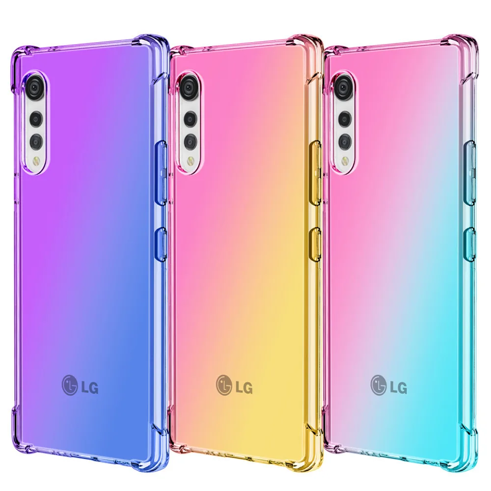 Capa de silicone gradiente à prova de choque para LG Velvet 5G Stylo 5 6 Phoenix 5 Rainbow Color Anti-Knock Capa para LG V60 ThinQ Aristo 5