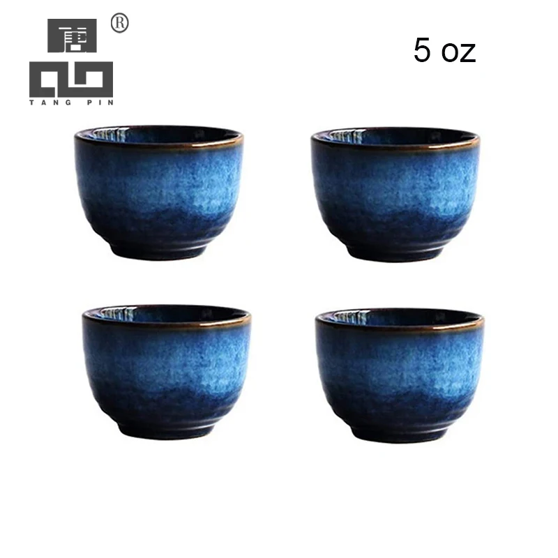 

TANGPIN-Big Capacity Ceramic Tea Cup, Set of 4 Cups, Chinese Kung Fu Cup, 5 oz