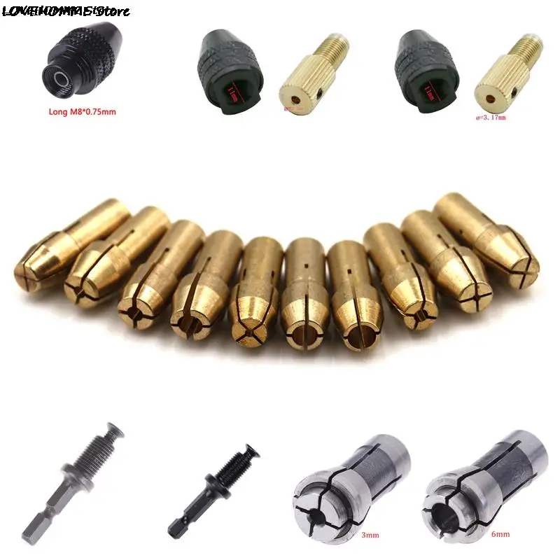 Multi Types Electric Motor Mini Drill Bit Chucks Hex Drill Chuck Adapter Micro Collet Shank Brass For Power Tool Accessories