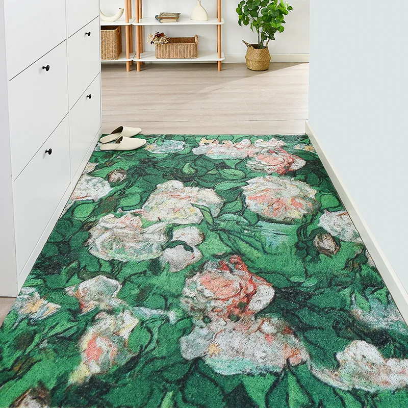 

Rose Flower Welcome Rug Doormats for Outdoor/Indoor Entrance Durable Rubber Door Mats Low-Profile Heavy Duty Carpet for Garage