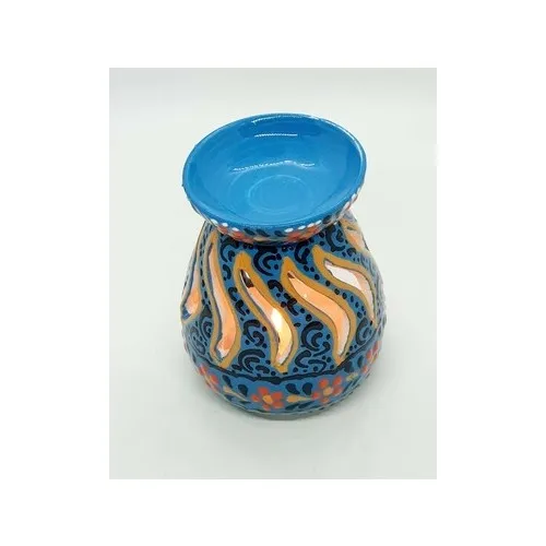 Expert Dark Blue Print Ceramic Tile Candle Holder censer