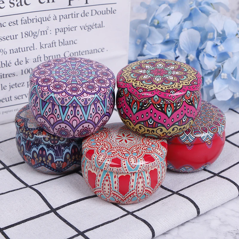 1pc Retro Floral Tin Can Lovely Mini Gift Jewelry Tin Box Cookie Candy Tea Storage Box Candy Gift Case