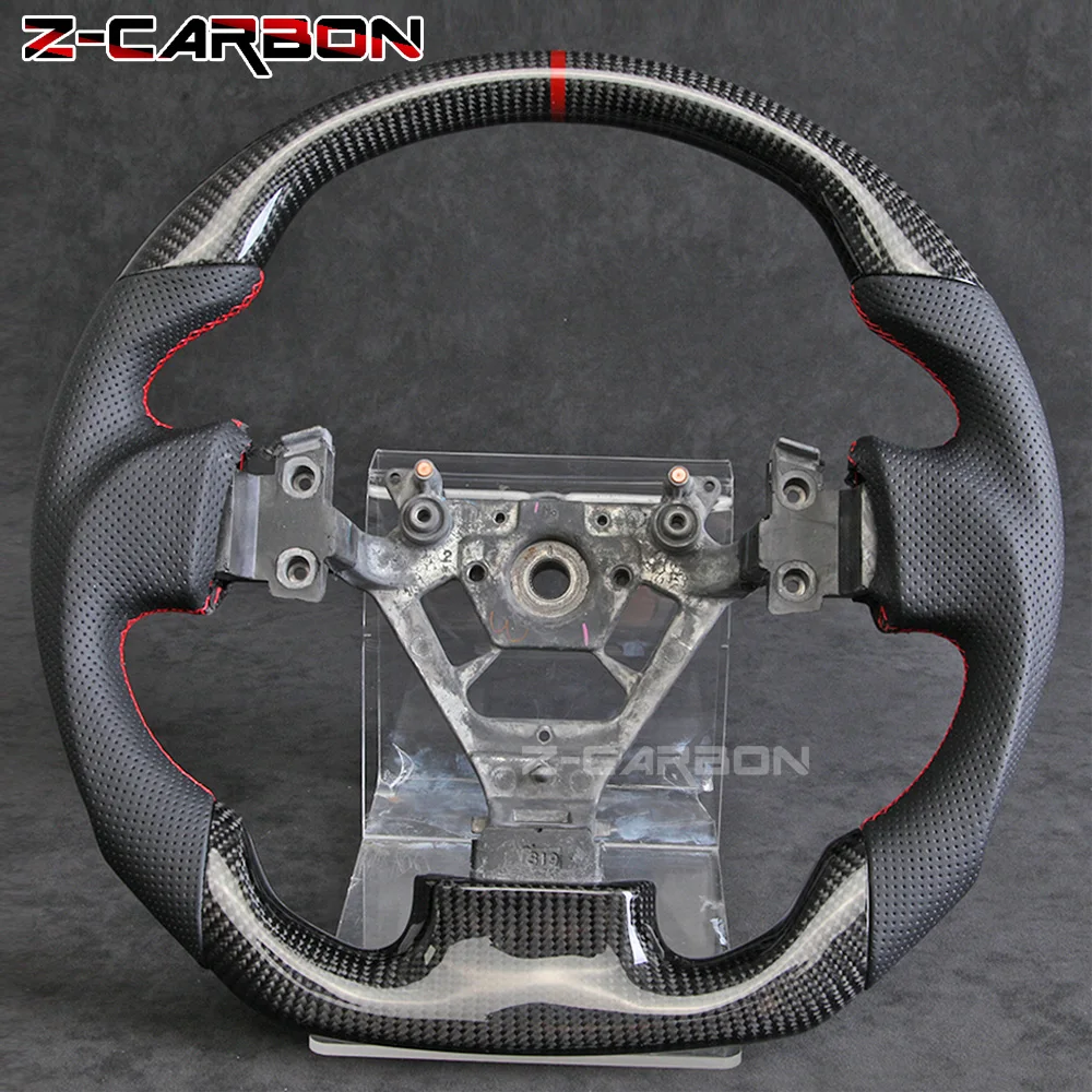 

For Nissan 350Z 2003-2006 Carbon Fiber Steering Wheel Perforated Leather Red Stripes Sport Steering Wheel