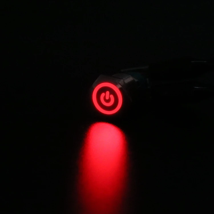 12/16/19/22mm Waterdichte Metalen Drukknop LED Licht Momentary Vergrendeling Auto motor Schakelaar 5V 12V 24V 220V Rood Blauw