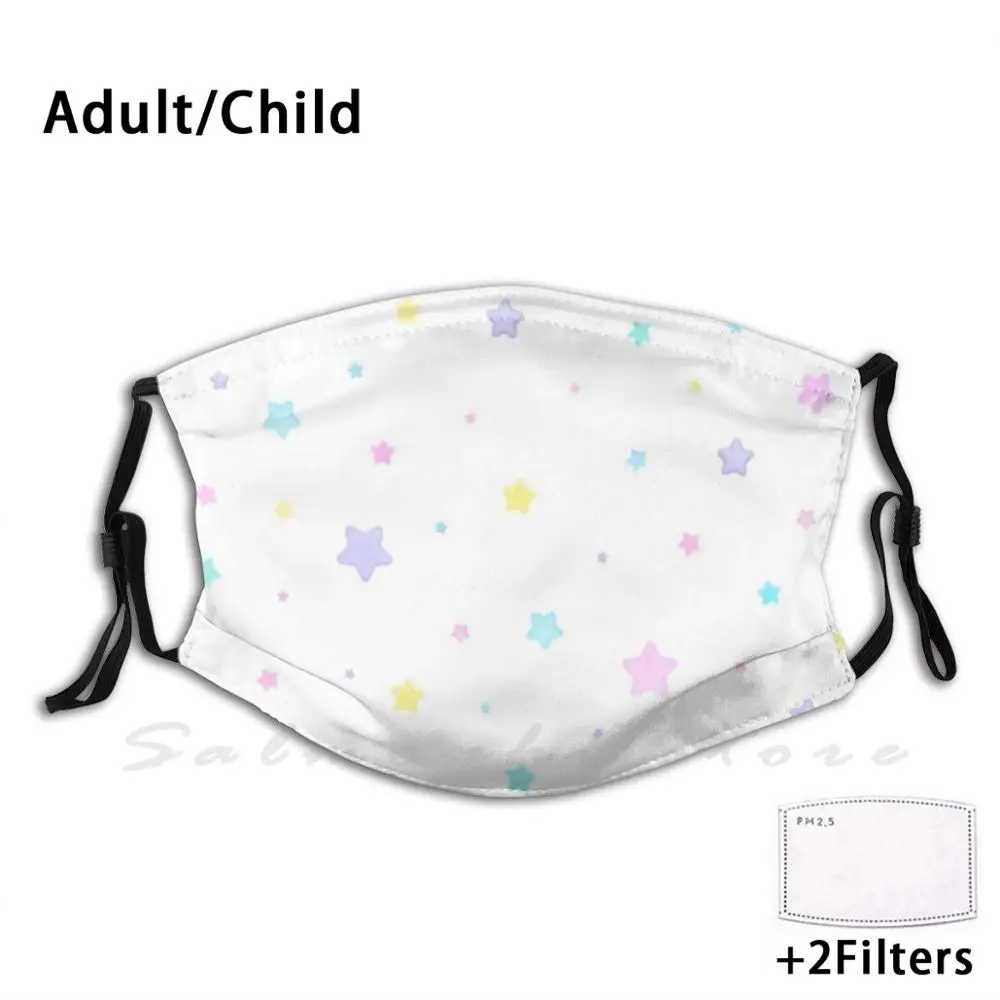 Weiche Pastell Sterne (Weiß) drucken Waschbar Filter Anti Staub Mund Maske Pastell Sterne Nette Kawaii Spank Fee Kei Fee Kei