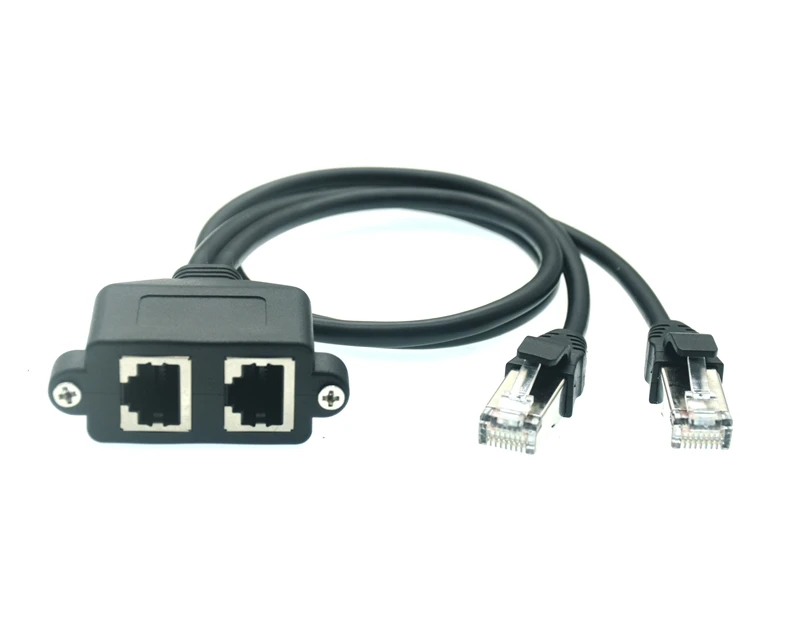 Cable de extensión doble RJ45, montaje en Panel de tornillo macho a hembra, extensión de red Ethernet LAN cate5/6 Cables 50cm