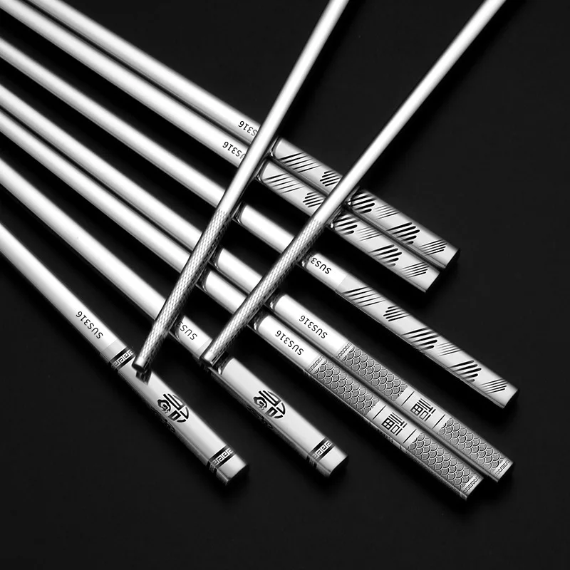 Japanese Chopstick Festival 316 Stainless Metal Food Sticks Fast Food Noodles Sushi Chopsticks Dishwasher Safe Tableware Bar