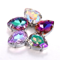 High Quality Sew On Crystal Rhinestones Stones Glass Crystal Fancy Drop Claw Stone  DIY Clothing Accessories Jewelry Making