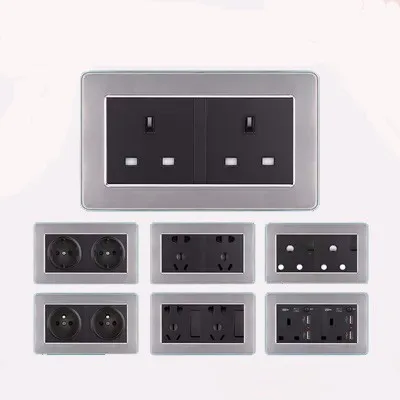 

146 Uk Universal Double Socket With 4 Usb Charge Port For Mobile Output Wall Power Outlet Stainless Steel Panel South Africa