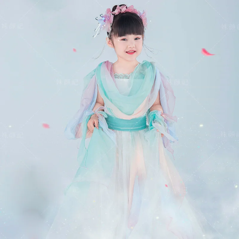 5 Designs WYJN Little Girl Kids Thematic Photography Costume Elf Classical Dance Hanfu Little Princess Fairy Dress Fantasy Album