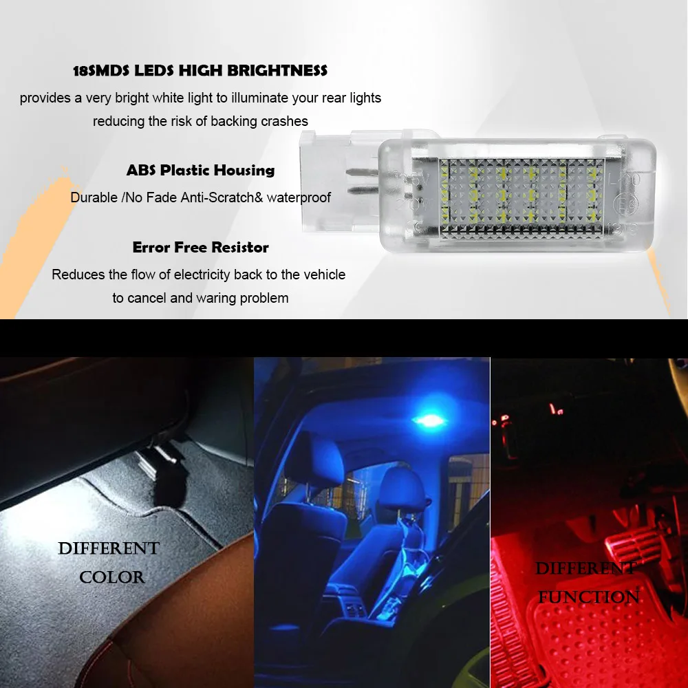 Branco azul vermelho led interior footwell luzes para volkswagen tourareg tiguan sharan scirocco polo jetta golf 5 6 auto lâmpada