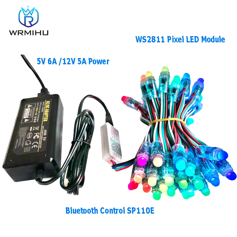 50Pcs WS2811 Penuh Warna Lampu Pixel LED Module RGB Warna Digital Lampu Natal LED SP110E LED Controller 5V 12V Power Supply