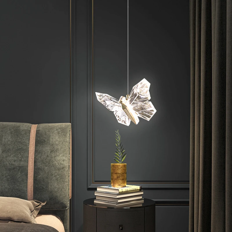 

LED Butterfly Pendant Lights Nordic Indoor Lighting Living Room Decoration Hanging Light Bedside Corridor Stairs Wall Lamp