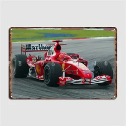 Michael Schumacher In The 2004 F1 Car During The Malaysian Grand Prix Metal Sign Wall Mural Living Room Plates Tin Sign Poster