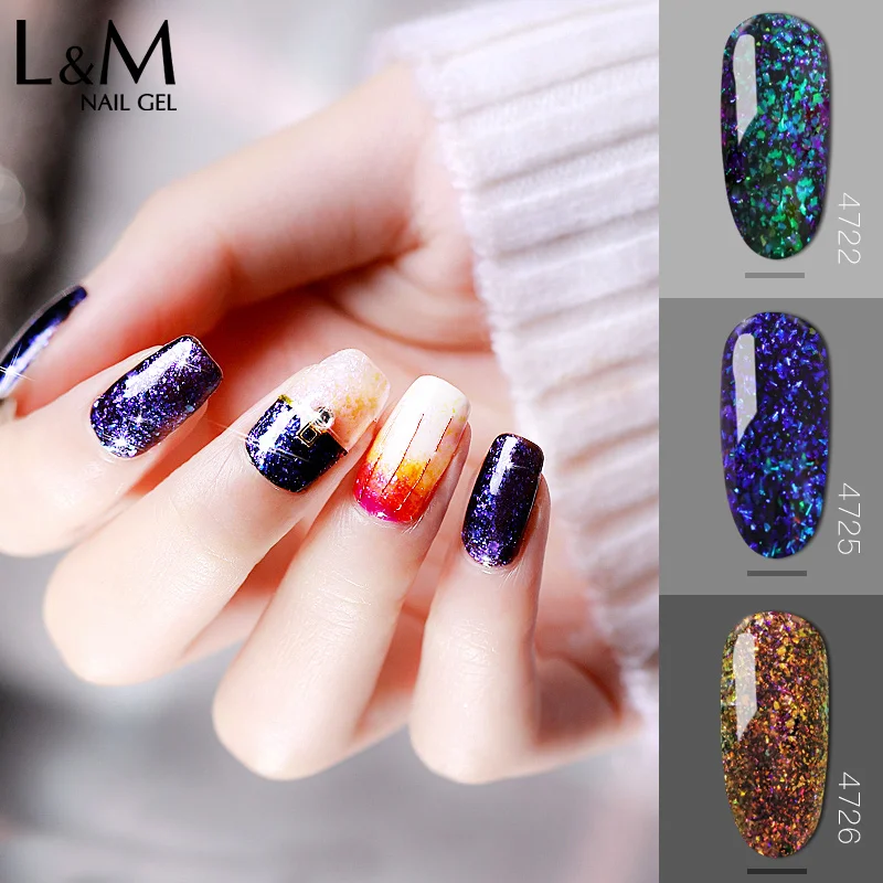 1 pz IDO Galaxy Shadow Series UV Soak Off Gel Polish Glitter Nail Salon black top coat unghie semipermanenti per shine beauty