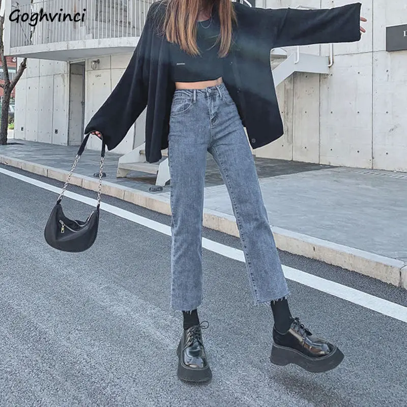 

Ankle-length Jeans Women Ripped Vintage Elasticity High Quality Washed Harajuku All-match Students Leisure Lady Daily Female New