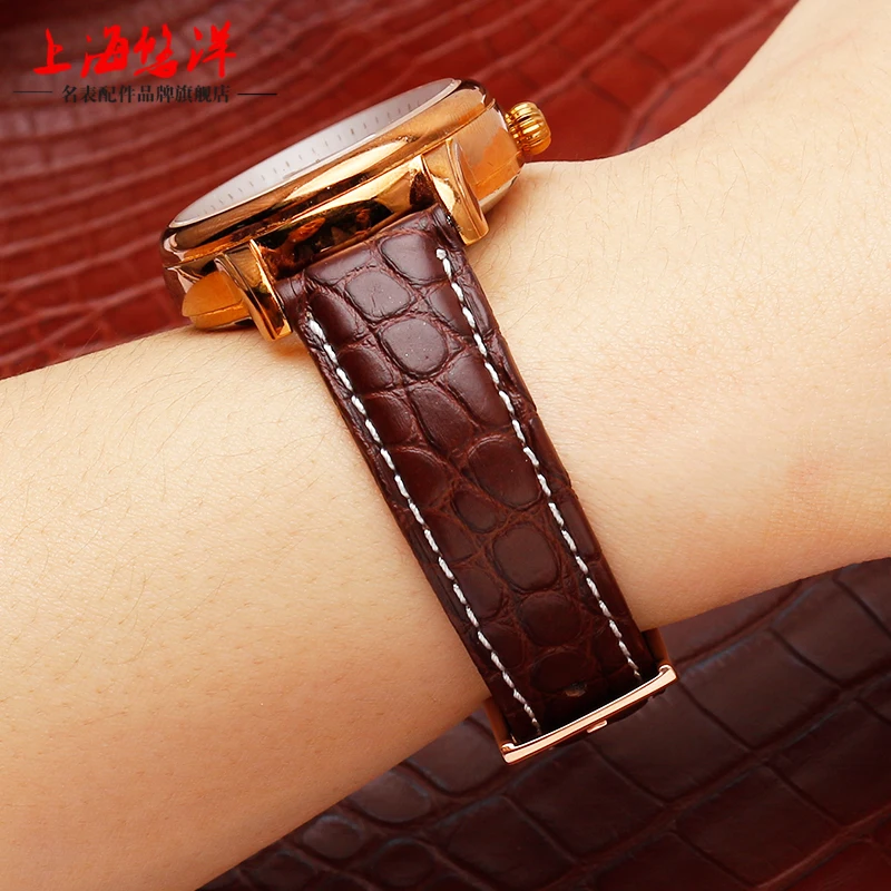 Alligator leather watchband small women\'s watch chain black brown 12mm 13mm  14mm 15mm 16 17mm for Armani F-iyta Wristband strap