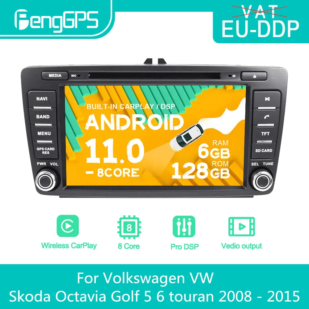 For Volkswagen VW Skoda Octavia Golf 5 6 Touran 2008 - 2015 Android Car Radio Stereo DVD Multimedia Player 2 Din Autoradio GPS