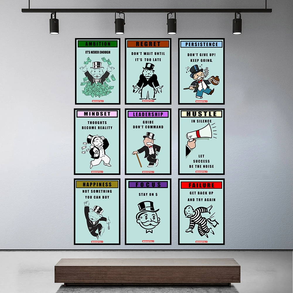 Modern Room Print Set of 9 Monopoly Quotes Wall Painting Success Inspirational Trends Art No Frame Pictures