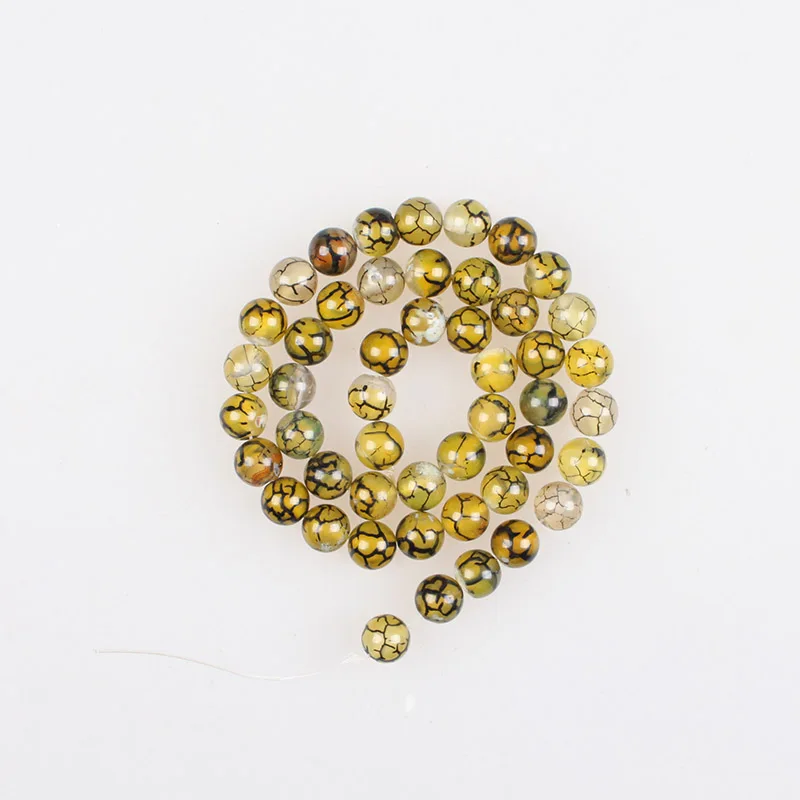 Natural Stone Beads Yellow Green Dragon Vein Agate Round Loose Beads 6 8 10 12mm For Bracelets Necklace Jewelry Making