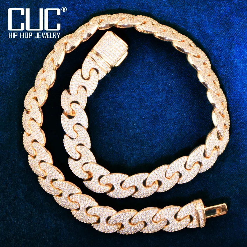 

Solid Miami Cuban Chain Men Necklace Gold Color Plated Full Cubic Zirconia Hip Hop Link Bling Rock Rapper Jewelry 12mm