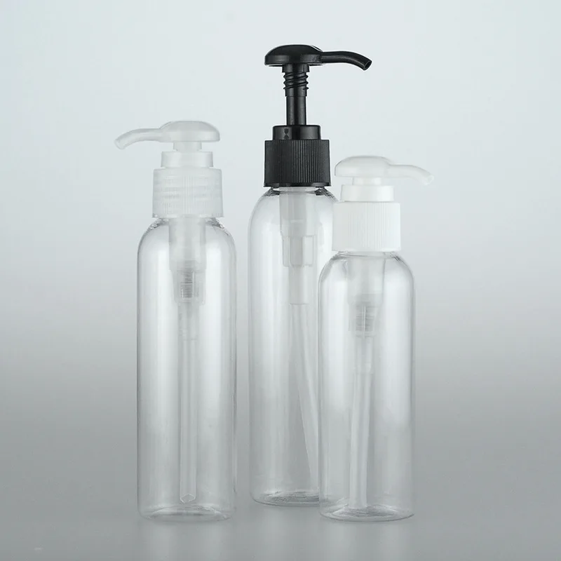 120ML 150ML 200ML X 30 Empty Clear Plastic Bottles With Round Screw Lotion Pump Washing Dispenser PET Containers Liquid Soap