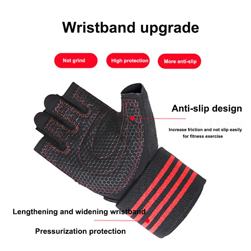 Weight Lifting Gym Workout Gloves with Wrist Wrap Support Breathable and Non-Slip and Full Palm Protection for Men and Women