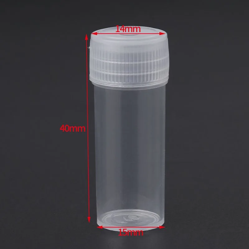 100Pcs 5ml Plastic Test Tubes Sample Vial Powder Craft Bottles Small Medicine Pill Capsule Storage Container With Screw Cap