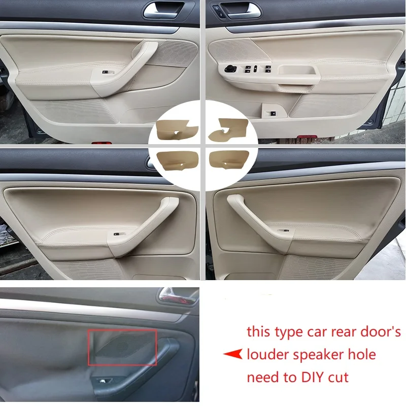 RHD For VW Jetta 2005 2006 2007 2008 2009 2010 / For Golf 5 Car Door Handle Armrest Panel Microfiber Leather Cover 4 doors only