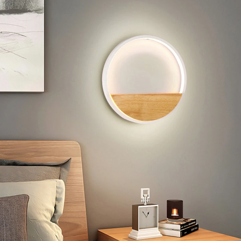 

Modern Creative LED Wall Lamp For Apartment Bedroom Living Room Aluminum Silicone Wood Black And White Contracted Luminaire