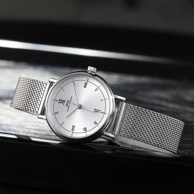 IBSO Women Bracelet Watch Fashion Geneva Designer Japan Quartz Sliver Stainless Steel Female Gift Wristwatches Relogio Feminino