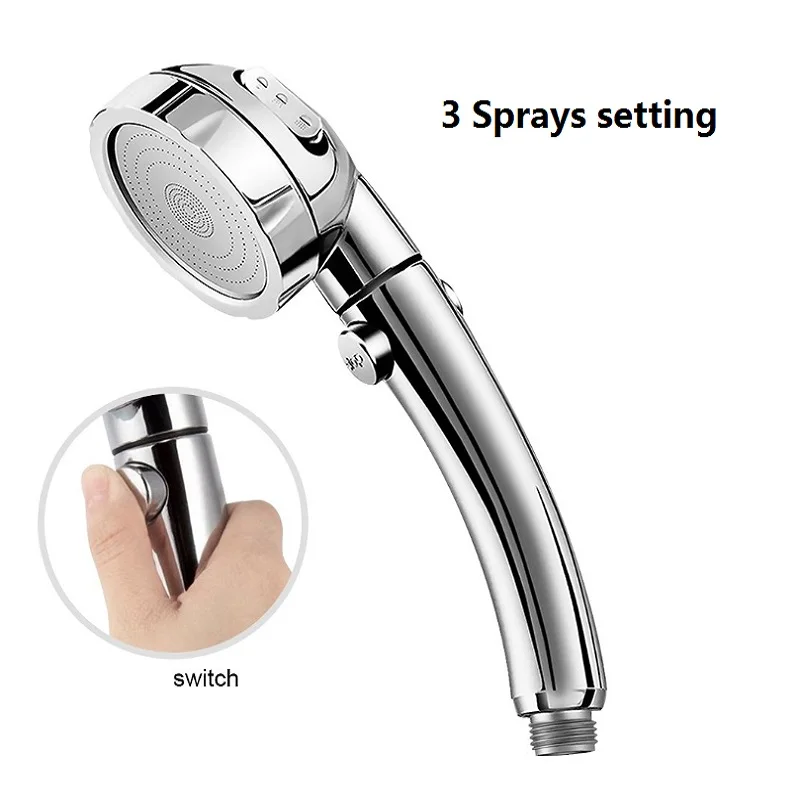 Cabeça de chuveiro de mão 3 spray com ajuste, com on/off interruptor de pausa de economia de água ajustável, de spa de luxo, cabeça de chuveiro de alta pressão