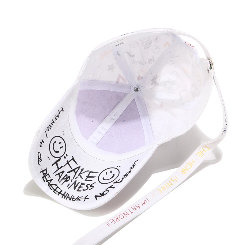 FS 2024 Black White Graffiti Print Baseball Caps For Men Streetwear Snapback Hip Hop Cap Brand Women Trucker Hat Bone Masculino