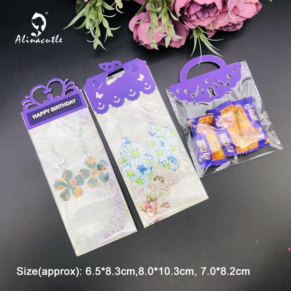 Alinacutle Metal Cutting Die Cut 3pc Heart Butterfly Bag Topper Set Scrapbooking Paper Craft Handmade Album Card Punch Art Knife