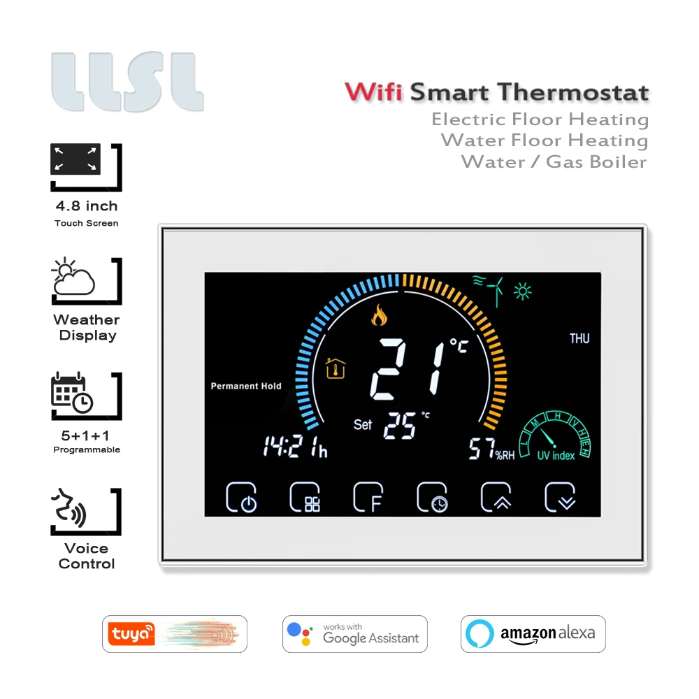 Termostato inteligente para aquecimento de piso, casa, sem fio, wi-fi, para água, aquecimento elétrico de piso, caldeira a gás