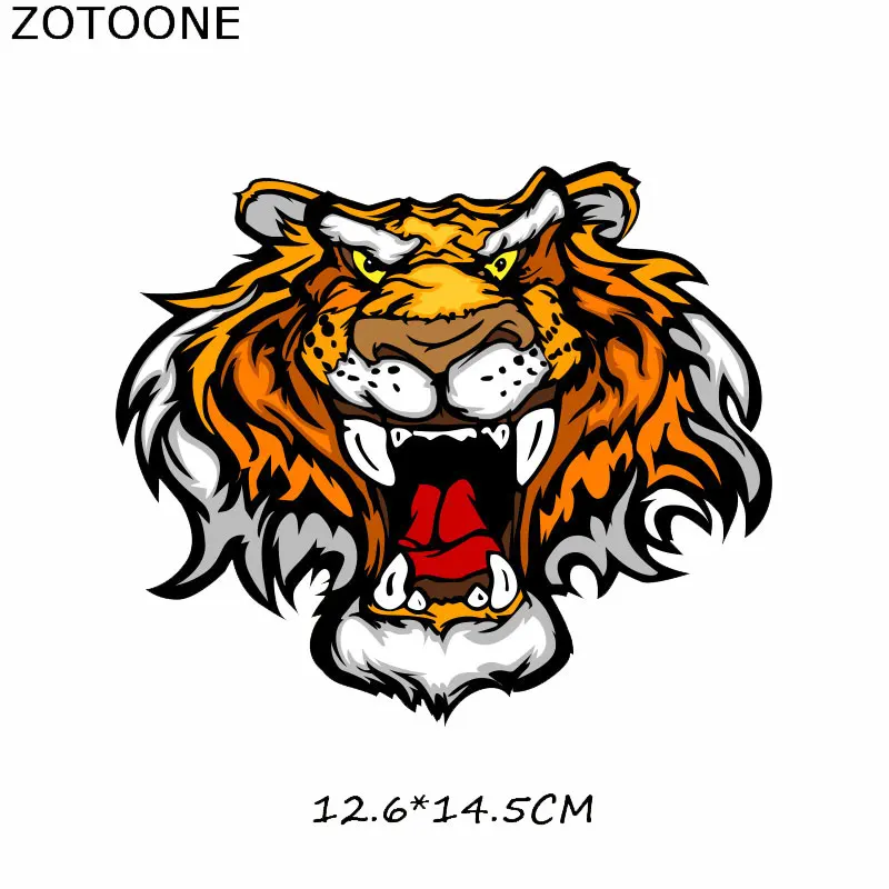 Tiger Boy Clothing Stickers Iron On Patches Diy Heat Transfers Patch For Clothes Boy Girl T-shirt Appliques Decoration