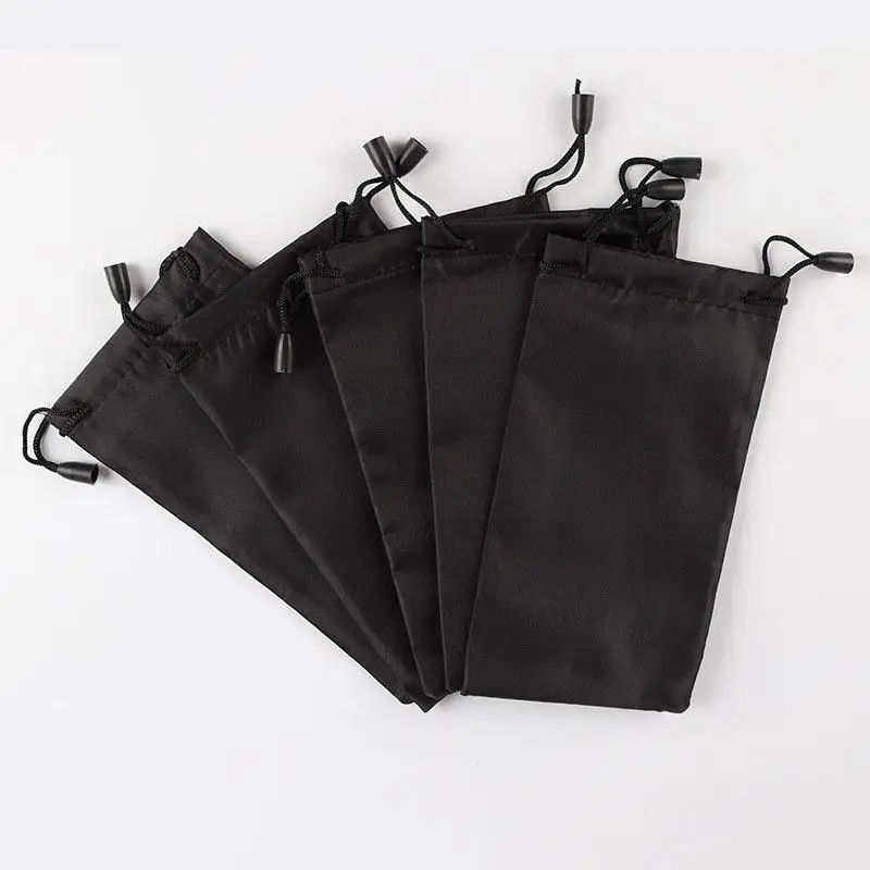 1/3/5/10 Pcs 18x9cm Black Drawstring Pouch Soft Cloth Glasses Jewelry Storage Lipstick Bags Portable Eyewear Case Container