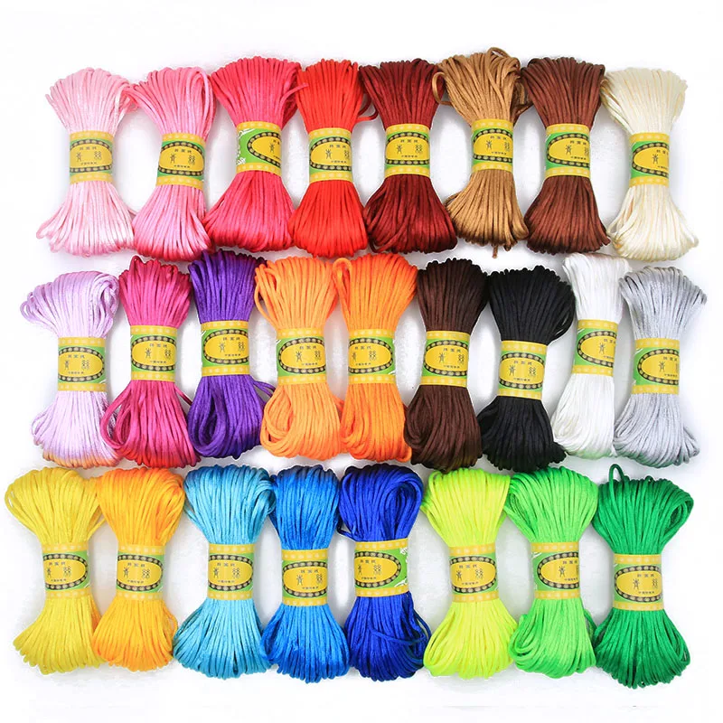 20 meter 2 mm 25 kleuren Chinese knoopkoord Rattail satijn gevlochten voor doe-het-zelf sieraden bevindingen accessoires maken materiaal armband