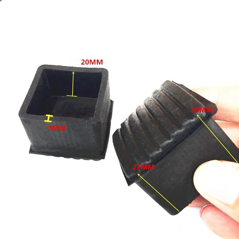 25*25 Thick Non-Slip Rubber Square Tube Cover Chair Stool Leg Cushion Oblique Bottom Foot Cover Soft Rubber Pad