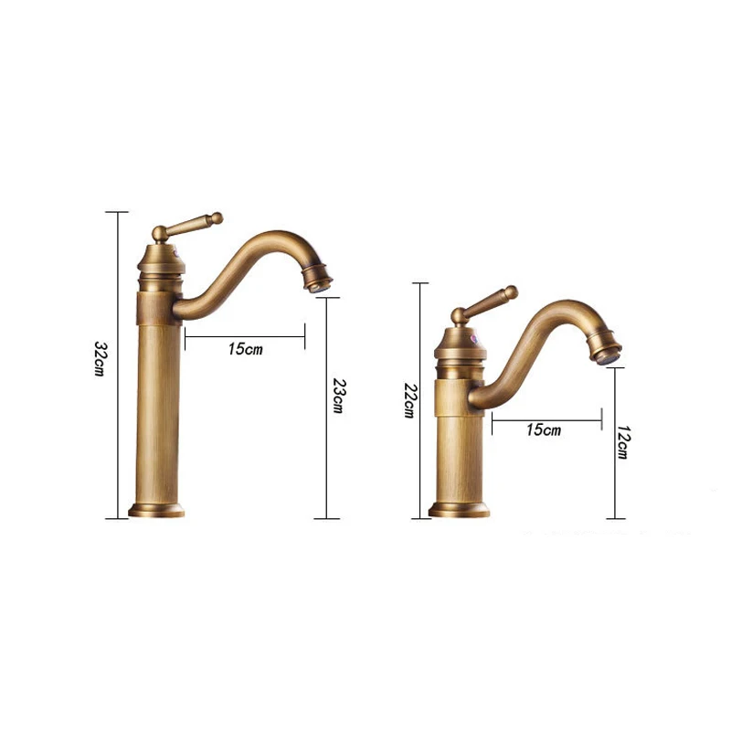Antique Copper Bathroom Basin Faucet Europe Classic Style Cold And Hot Water Mixer Tap Single Handle Deck Mounted Sink Faucets