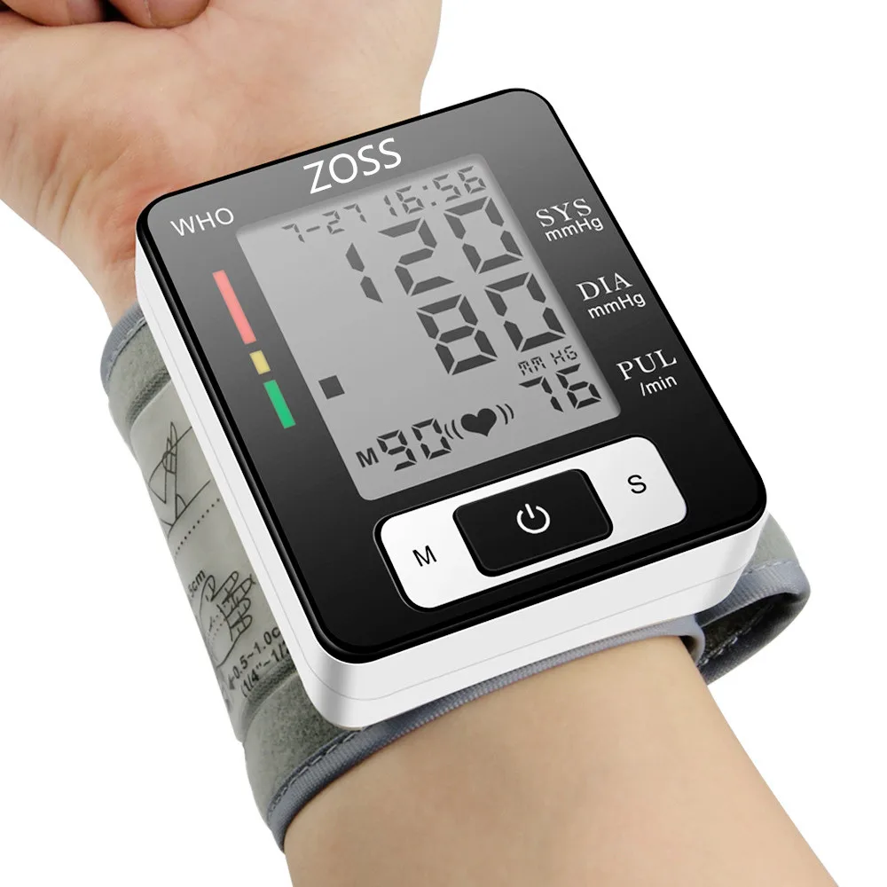 

ZOSS English or Russian Voice Cuff Wrist Sphygmomanometer Blood Presure Meter Monitor Heart Rate Pulse Portable Tonometer BP