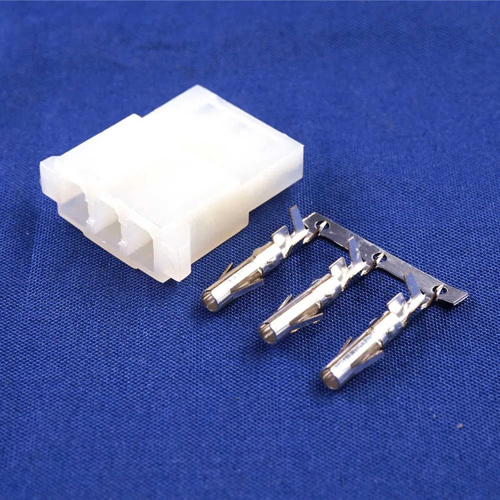 10 Sets 5.08 mm 3 Pin Plug Male Housing Female Contact Pins IDE Power Connector Shell 0.20