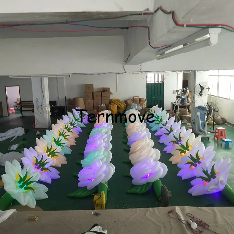 LED light 10m inflatable flower chain for wedding opening decorations Inflatable Led Lighting Flower tube pipe for Decoration