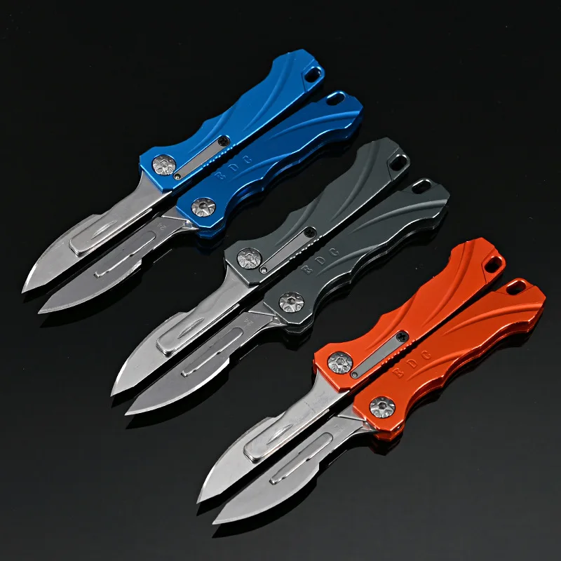 Imagem -04 - Mini Faca Dobrável de Liga de Alumínio Portátil Removível Edc cs go Carving Tool Facas Utilitárias ao ar Livre Cirúrgico 10 Blade Blade