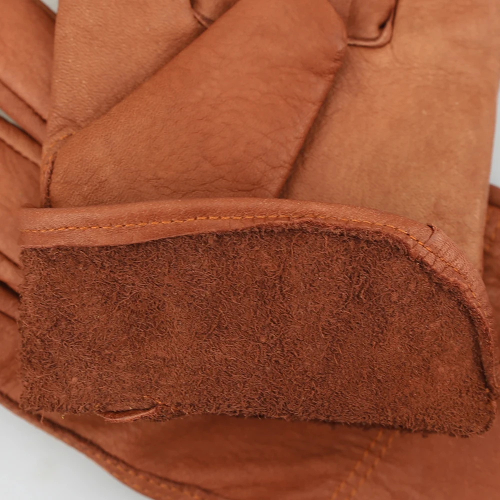 Brown Cow Leather Work Gloves General Use Motorcycle Drivers Safety Glove Men&Women